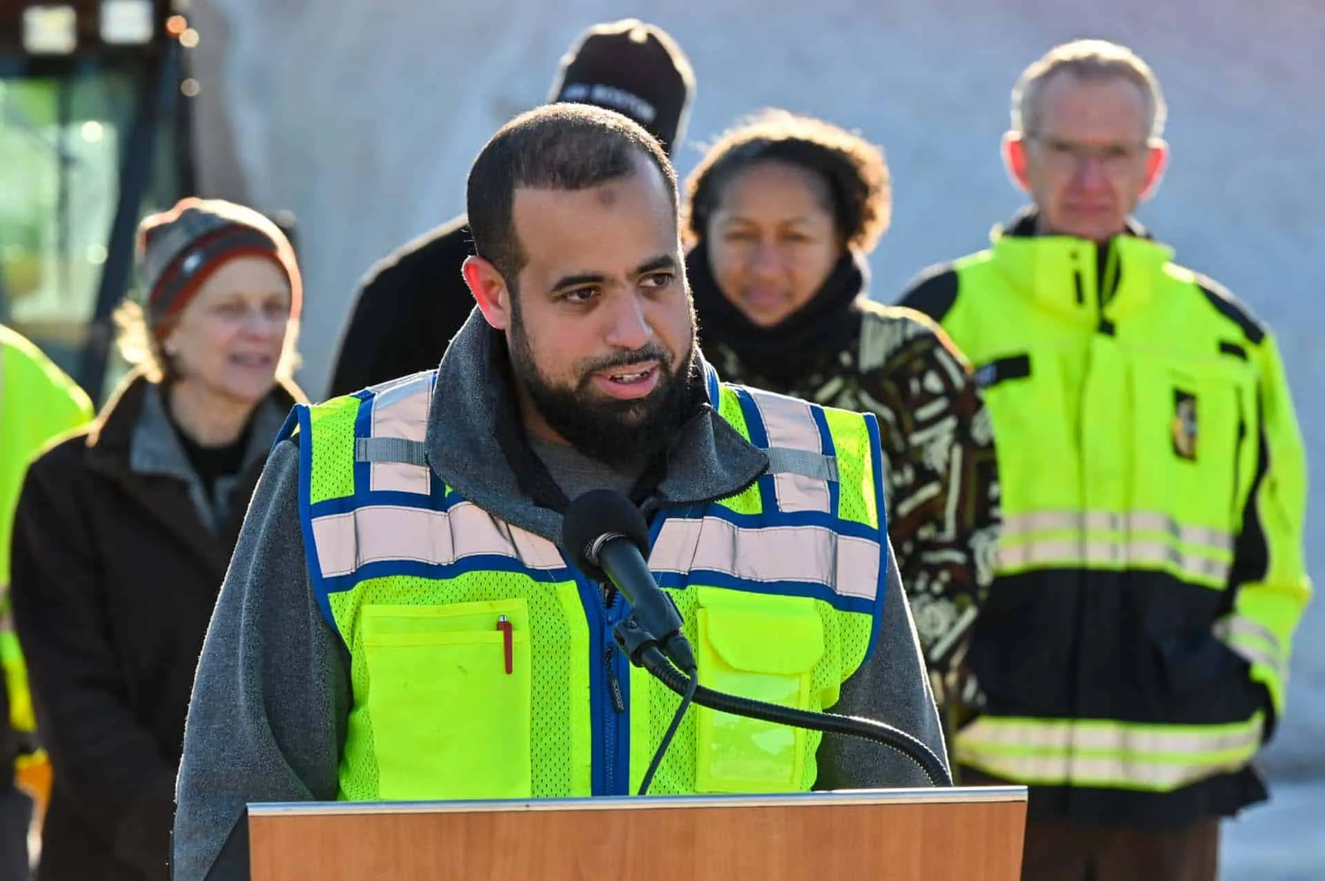 Yacine Ibrahimi, Founder & CEO of Casablanca Services, Inc., speaking at a City of Boston event