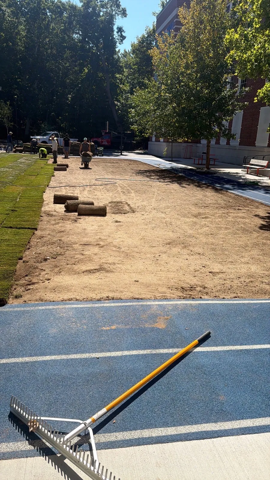 Graded and prepared soil ready for sod installation in Boston, MA